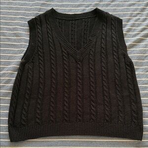 Black Cable Knit Sweater Vest